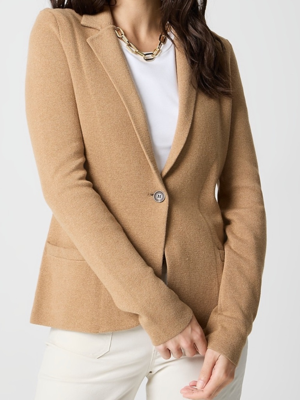 J. Crew Sweater Blazer cotton heather Schoolboy camel size 3X